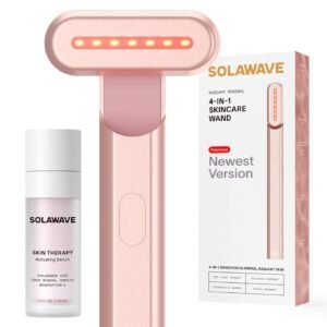 Solawave 4-in-1 Radiant Renewal Facial Wand & Skin Therapy Serum Bundle | Red Light Therapy for Face and Neck | Galvanic Skincare Wand & Massager | Anti-Aging Wrinkle Reduction | Solawave Original