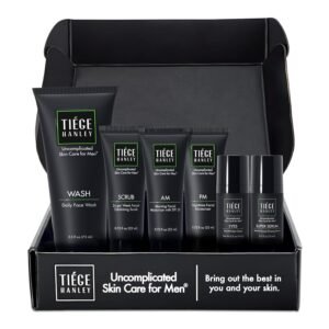 Tiege Hanley Mens Skin Care Set, Anti-Aging Skin Care Routine for Men (System Level 3) – Men’s Skincare Set for Fines Lines Includes Face Wash, Scrub, Moisturizer, Eye Cream, & Face Serum