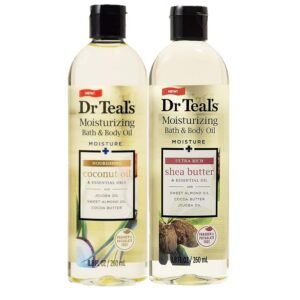 Dr. Teals Bath & Body Oil Variety Gift Set (2 Pack, 8.8oz Ea.) – Ultra Rich Shea Butter & Nourishing Coconut Oil – Essential Oils Hydrate Skin & Alleviate Daily Stress – At Home Spa Kit