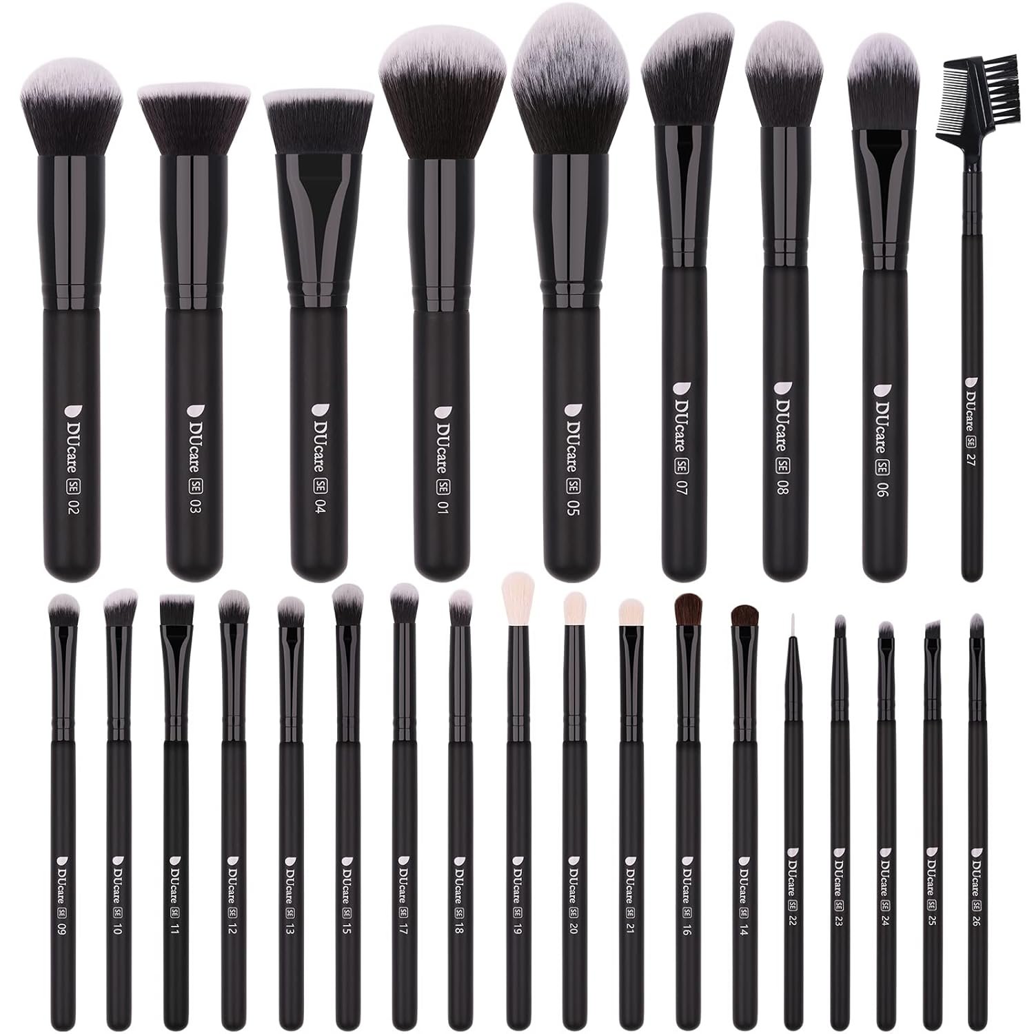 DUcare Professional Makeup Brushes Set 27Pcs Makeup Brush Set Premium Synthetic Kabuki Foundation Blending Face Powder Blush Concealers Eye Shadows Brushes - Image 9