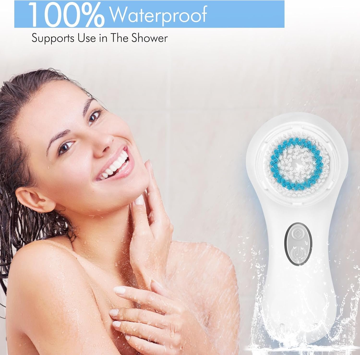 Facial Cleansing Brush, Sonic Face Scrubber Exfoliator for Women Skin Care Deep Cleaning Exfoliating, Rechargeable Waterproof Electric with 2 Speeds for Home & Travel(White) - Image 5