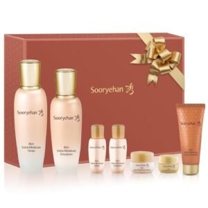 Spring Event Sooryehan Bon Extra Moisture Korean Skin Care Gift Set (13.01 Fl Oz) – Luxury Premium High-end by LG Beauty. Hydrating Toner, Emulsion Lotion, Cleansing Foam, Eye Cream.
