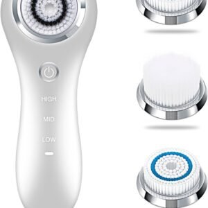 Facial Cleansing Brush Sonic Facial Brush Skin Cleansing Electric Face Scrubber Exfoliator by Hangsun SC200 with 3 Brush Heads, 3 Speed Modes Rechargeable for Exfoliating, Massaging and Deep Cleansing