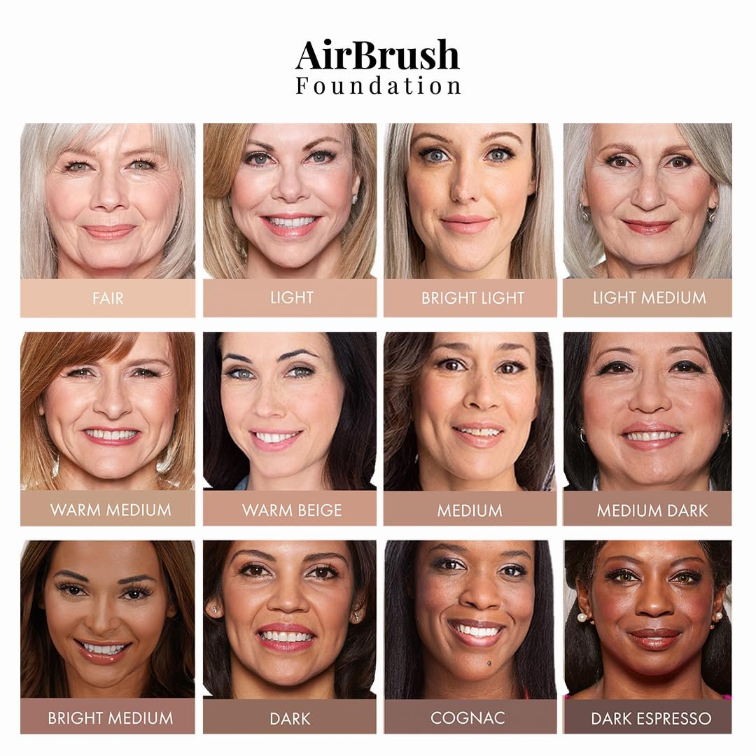MagicMinerals AirBrush Foundation by Jerome Alexander – 2pc Set with Airbrush Foundation and Kabuki Brush - Spray Makeup with Anti-aging Ingredients for Smooth Radiant Skin - Light Medium - Image 6