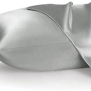 Bedsure Satin Pillowcases, Similar to Silk Pillow Cases Queen Size Set of 2, Pillow Case for Sleeping Women with Envelope Closure, Gifts for Women Men, Silver Grey, 20×30 Inches