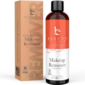 Makeup Remover – USA Made with Natural & Organic Ingredients Face and Eye Make Up Remover, Use with Wipes or Cotton Pads, Gentle Non-Greasy Makeup Remover for Dry, Oily and Sensitive Skin Types