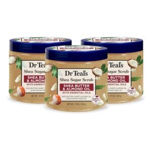 Dr Teal’s Shea Sugar Body Scrub, Shea Butter with Almond Oil & Essential Oils, 19 oz (Pack of 3)