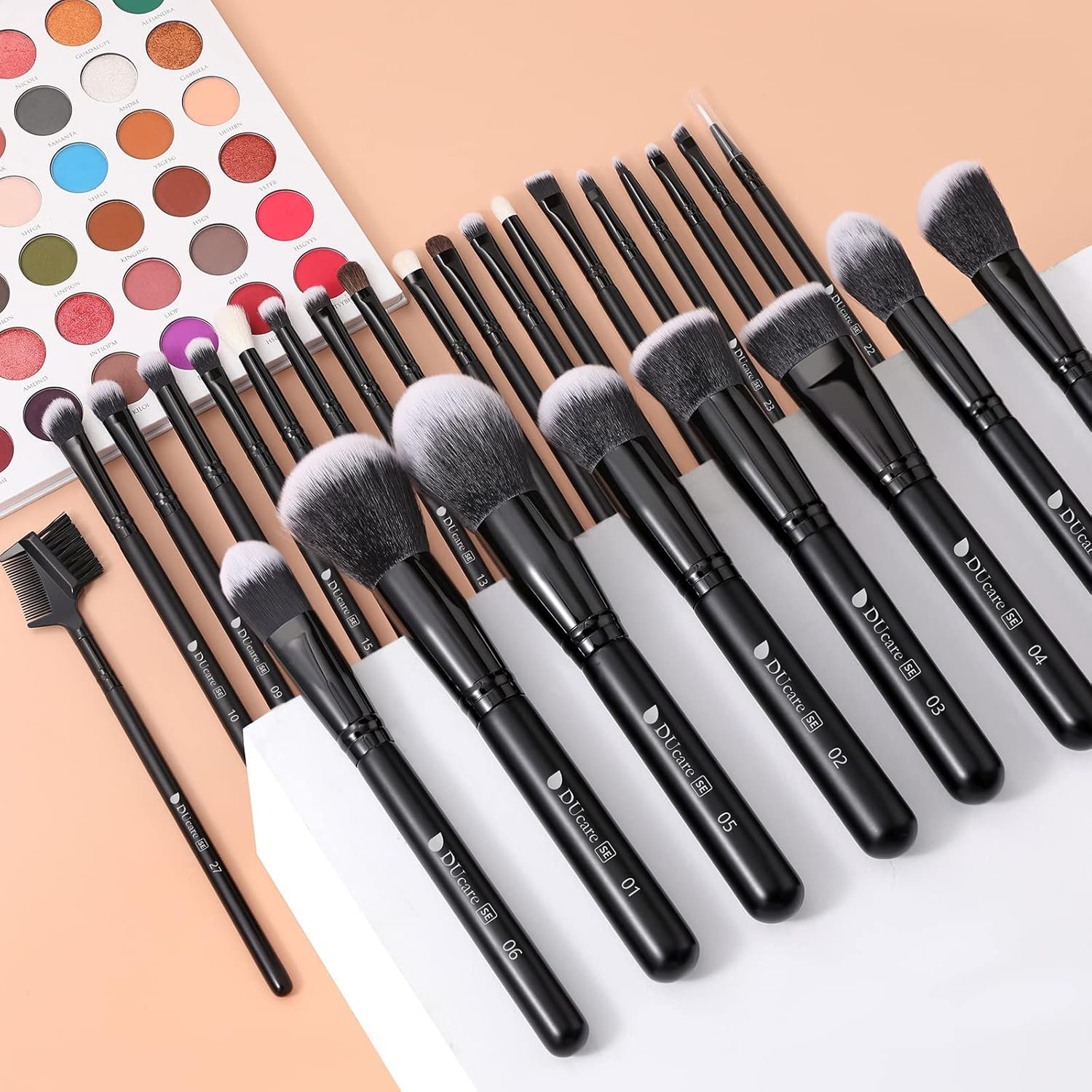 DUcare Professional Makeup Brushes Set 27Pcs Makeup Brush Set Premium Synthetic Kabuki Foundation Blending Face Powder Blush Concealers Eye Shadows Brushes - Image 7