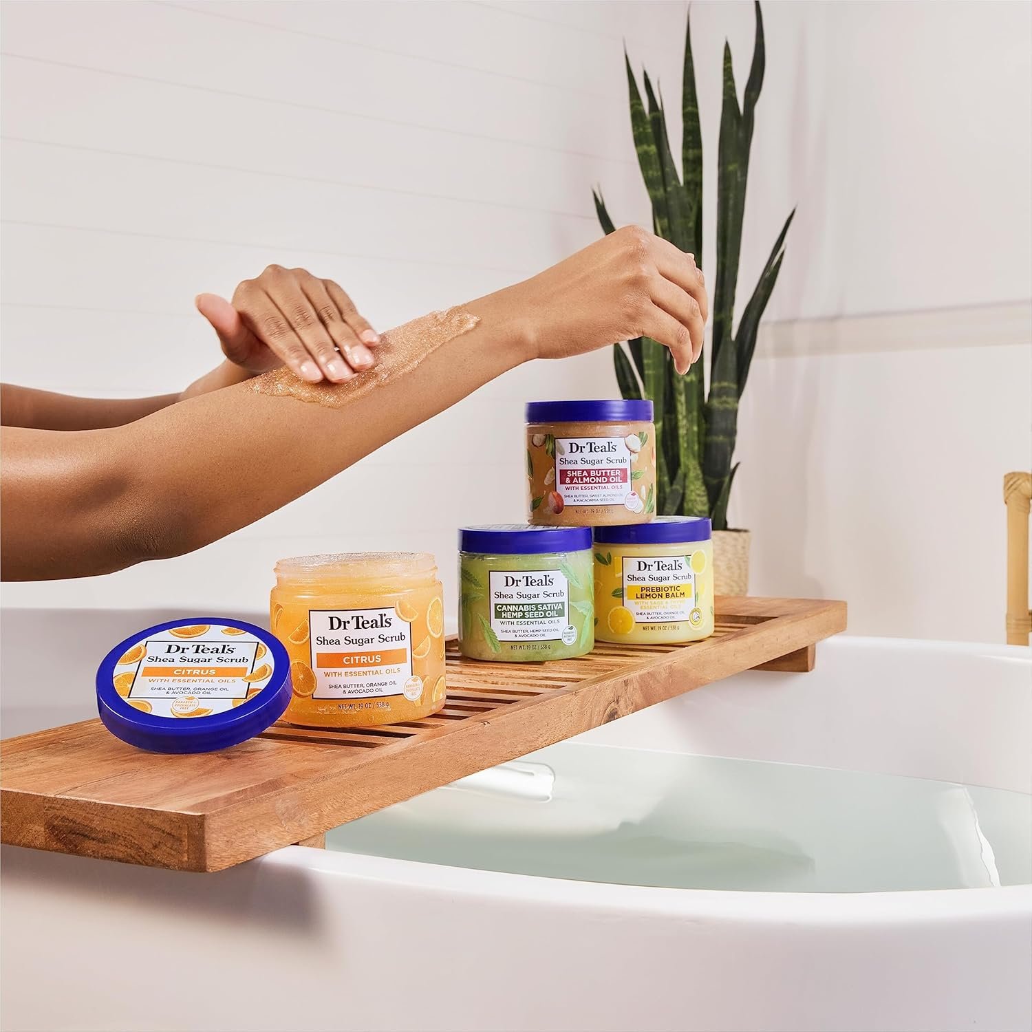 Dr Teal's Shea Sugar Body Scrub, Shea Butter with Almond Oil & Essential Oils, 19 oz (Pack of 3) - Image 8