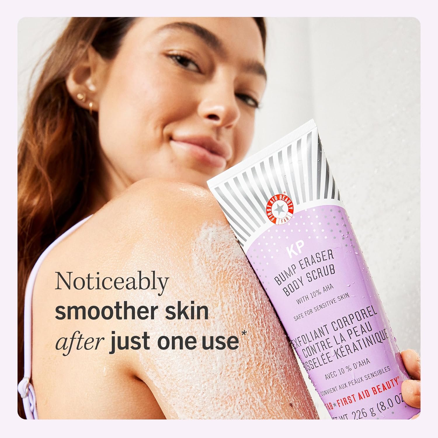 First Aid Beauty - KP Bump Eraser Body Scrub with 10% AHA, Keratosis Pilaris Skin Exfoliater with Glycolic and Lactic acids, Helps Reduce Chicken Skin Bumps, Safe for Sensitive Skin, 10 oz - Image 2