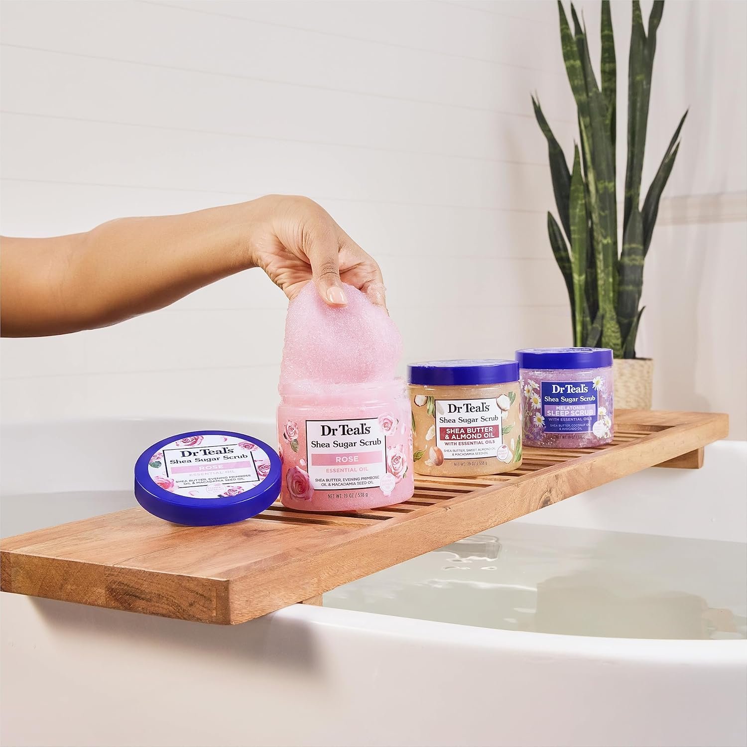 Dr Teal's Shea Sugar Body Scrub, Shea Butter with Almond Oil & Essential Oils, 19 oz (Pack of 3) - Image 7