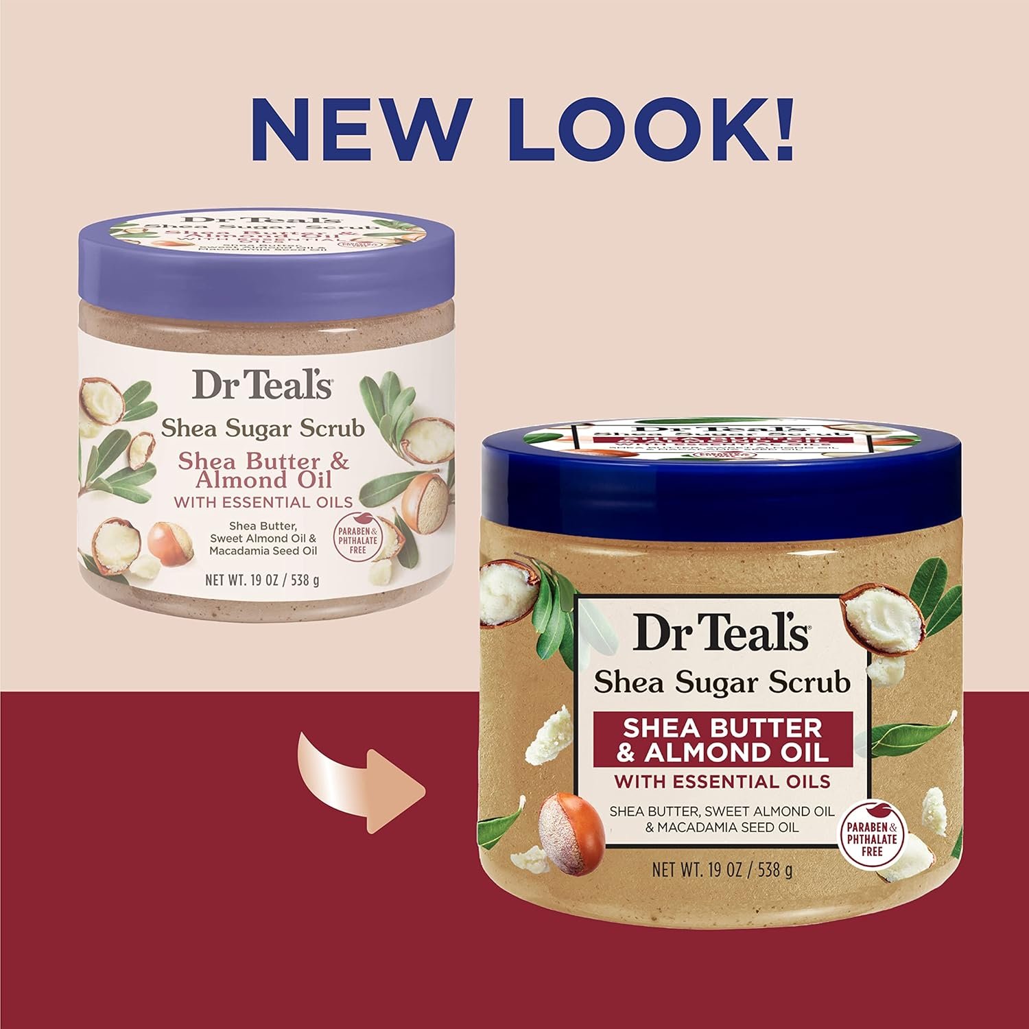 Dr Teal's Shea Sugar Body Scrub, Shea Butter with Almond Oil & Essential Oils, 19 oz (Pack of 3) - Image 2