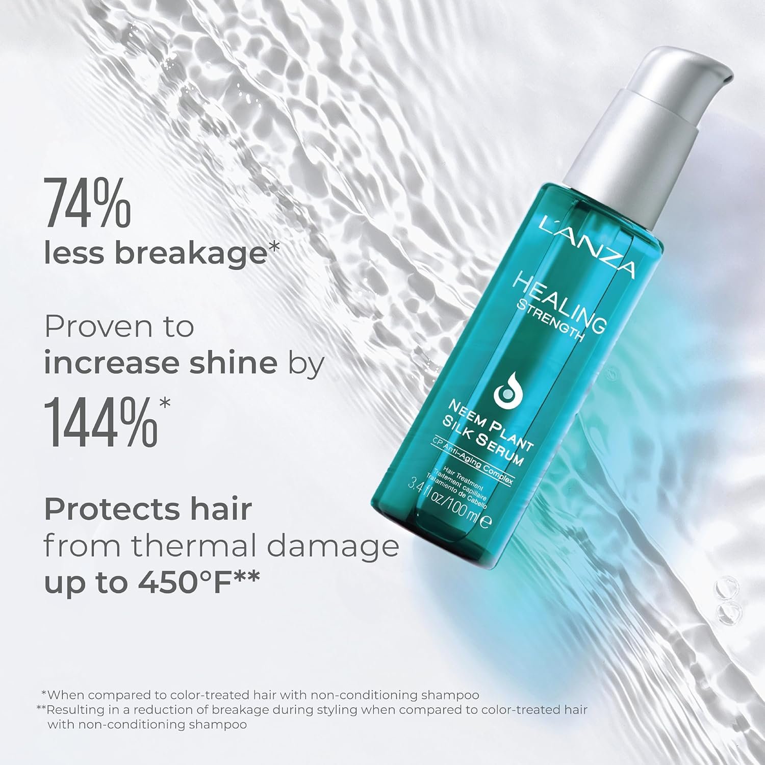 L'ANZA Healing Strength Neem Plant Silk Hair Serum, Neem Oil Anti Frizz Damaged Hair Treatment, Nourishes, Strengthens, Boosts Shine, Repairs and Prevents Breakage From Split Ends (3.4 Fl Oz) - Image 3