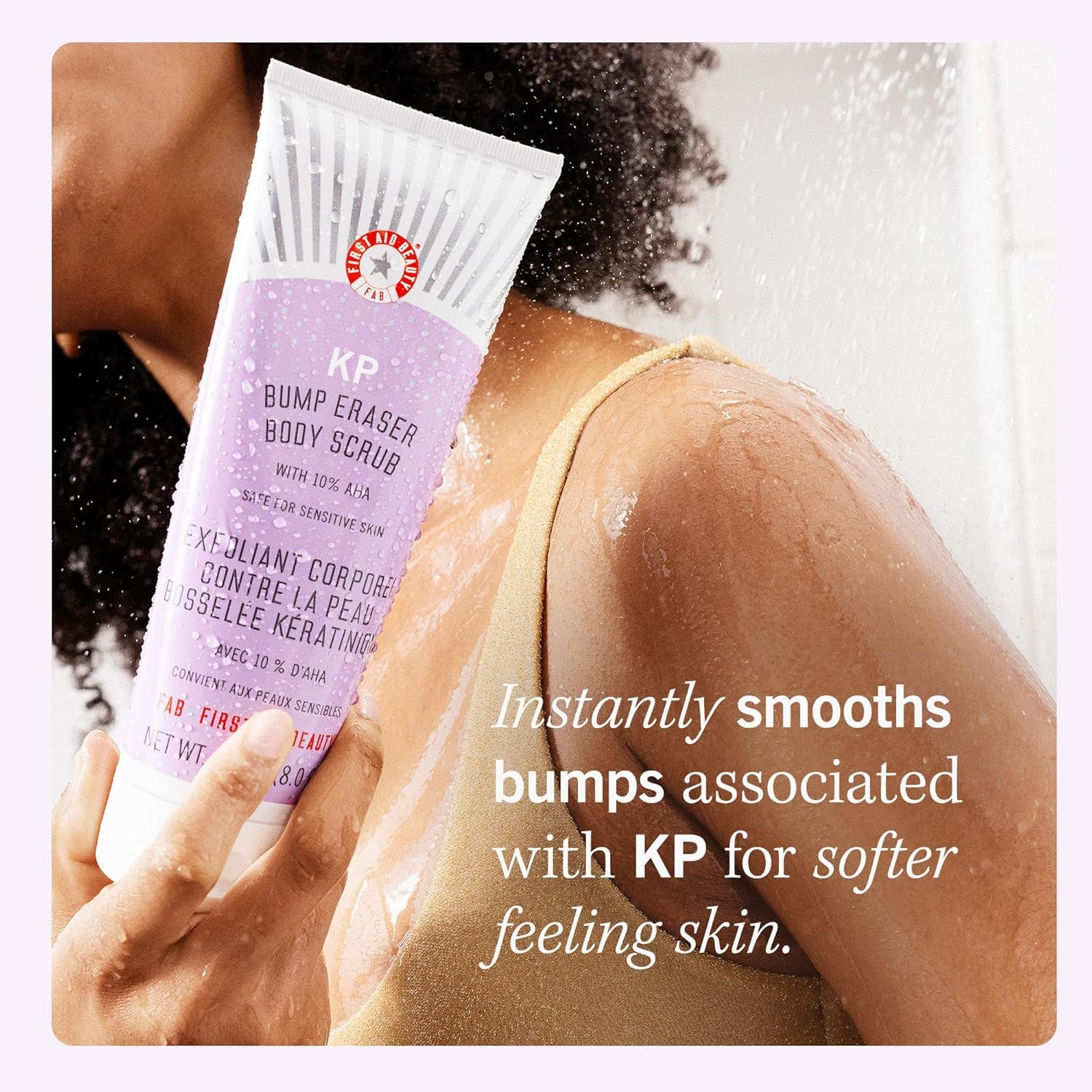 First Aid Beauty - KP Bump Eraser Body Scrub with 10% AHA, Keratosis Pilaris Skin Exfoliater with Glycolic and Lactic acids, Helps Reduce Chicken Skin Bumps, Safe for Sensitive Skin, 10 oz - Image 4