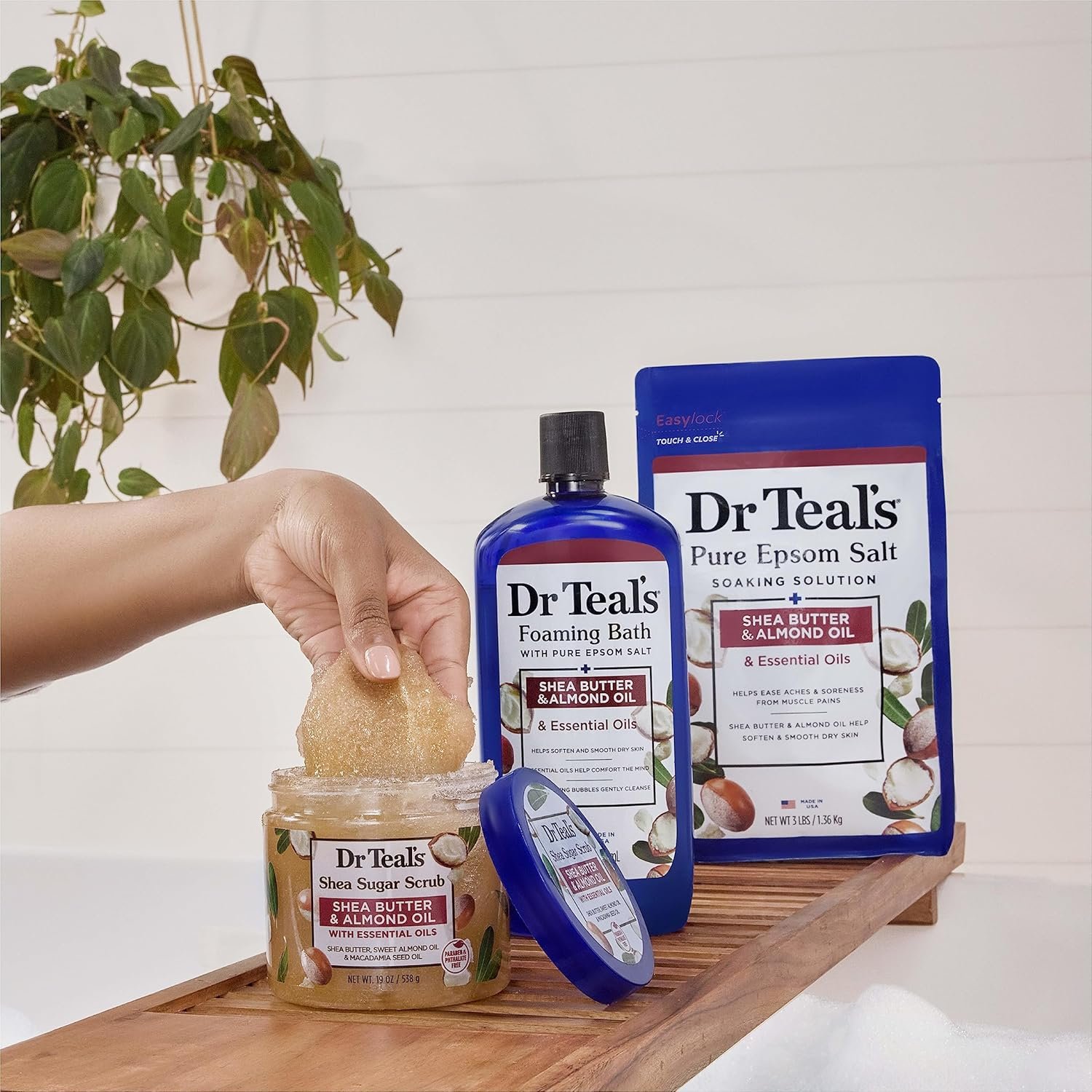 Dr Teal's Shea Sugar Body Scrub, Shea Butter with Almond Oil & Essential Oils, 19 oz (Pack of 3) - Image 9