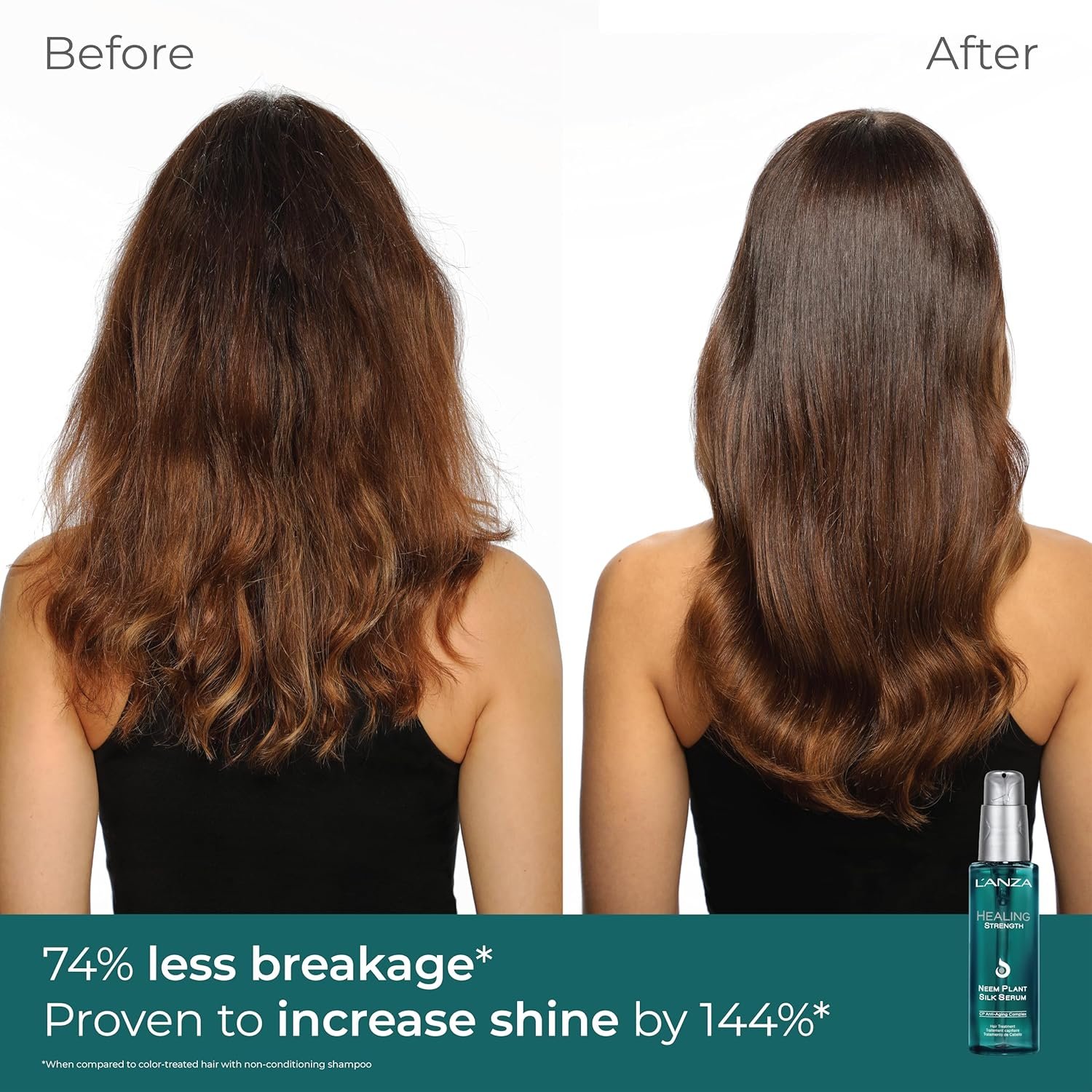L'ANZA Healing Strength Neem Plant Silk Hair Serum, Neem Oil Anti Frizz Damaged Hair Treatment, Nourishes, Strengthens, Boosts Shine, Repairs and Prevents Breakage From Split Ends (3.4 Fl Oz) - Image 2